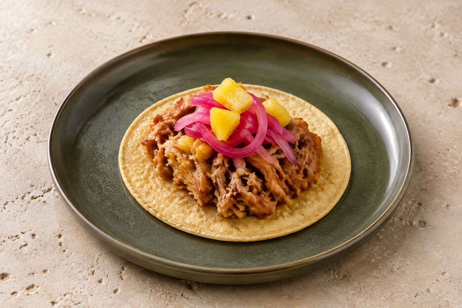 AI-generated illustration: Cochinita taco — single