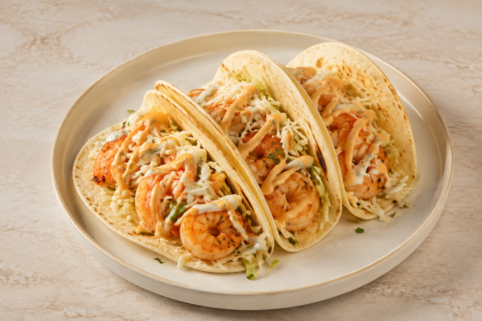 AI-generated illustration: Shrimp tacos — 3 pieces