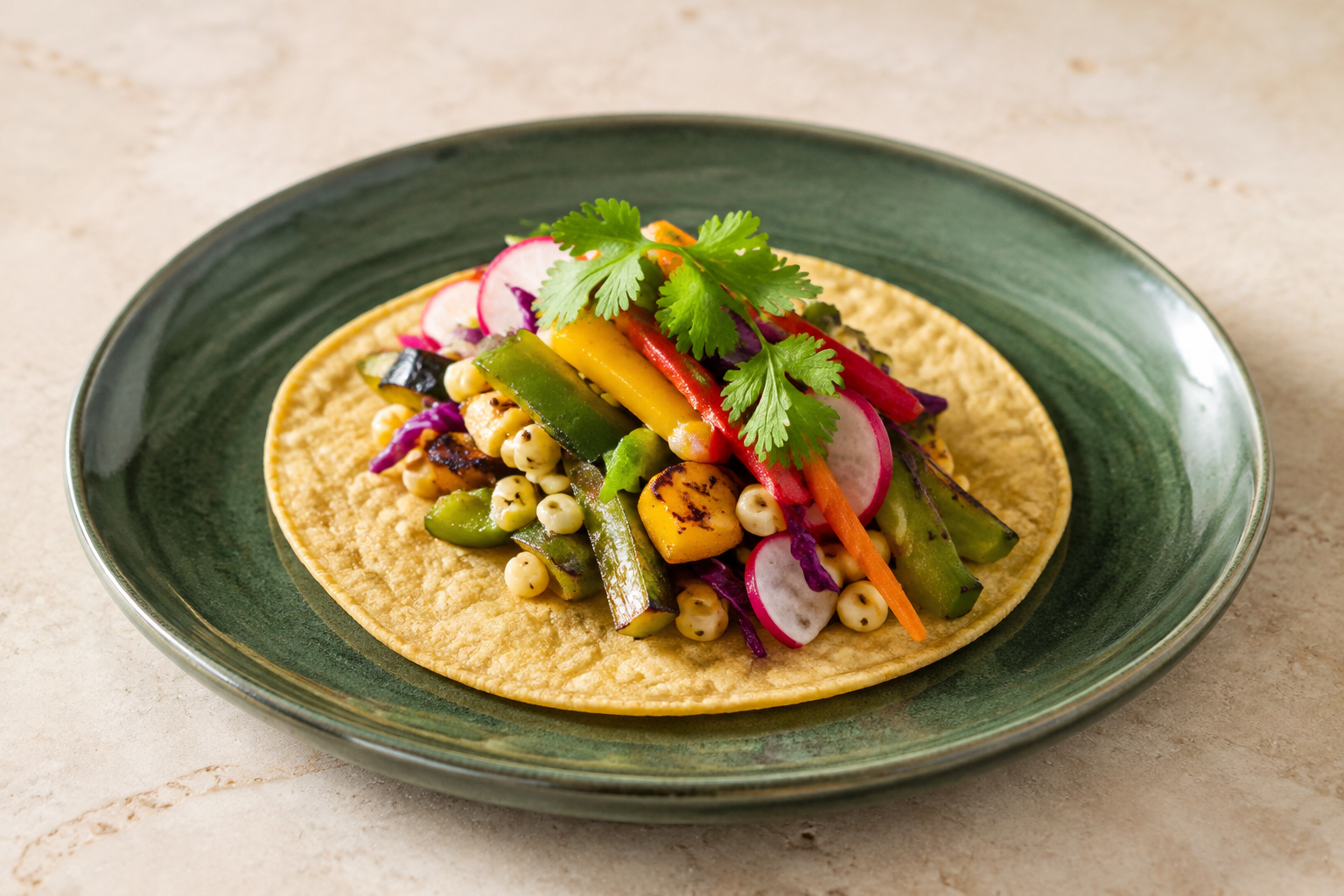 AI-generated illustration: Veggie taco — single