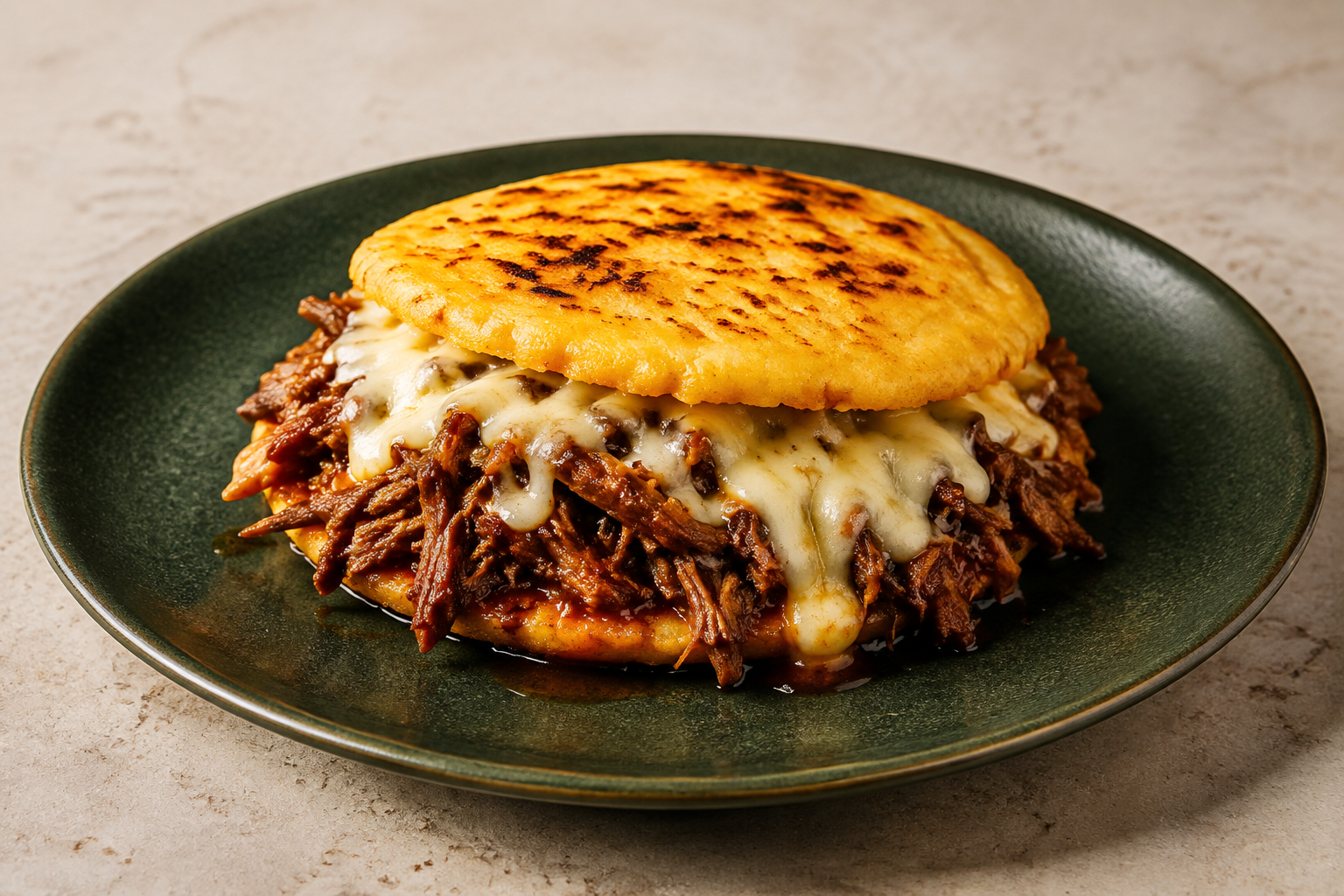 AI-generated illustration: Birria arepa