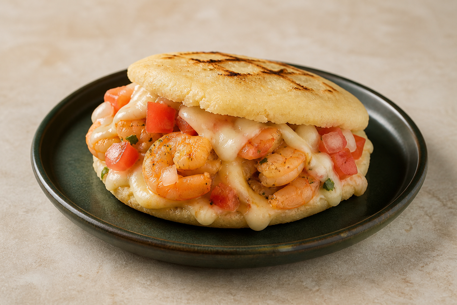 AI-generated illustration: Shrimp arepa
